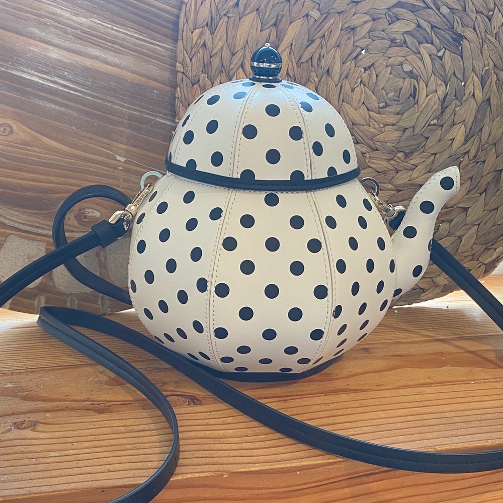 Kate Spade New York Polka Dot Teapot Crossbody Bag Alice in Wonderland